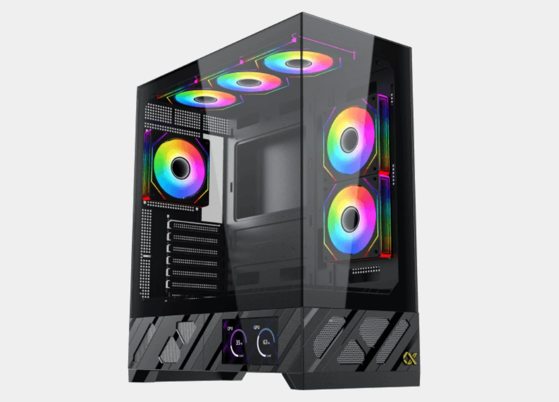 Xigmatek Alphard Pro ARGB 6 Fan Pwm 6 Inch LCD Type C Black Super Tower Case