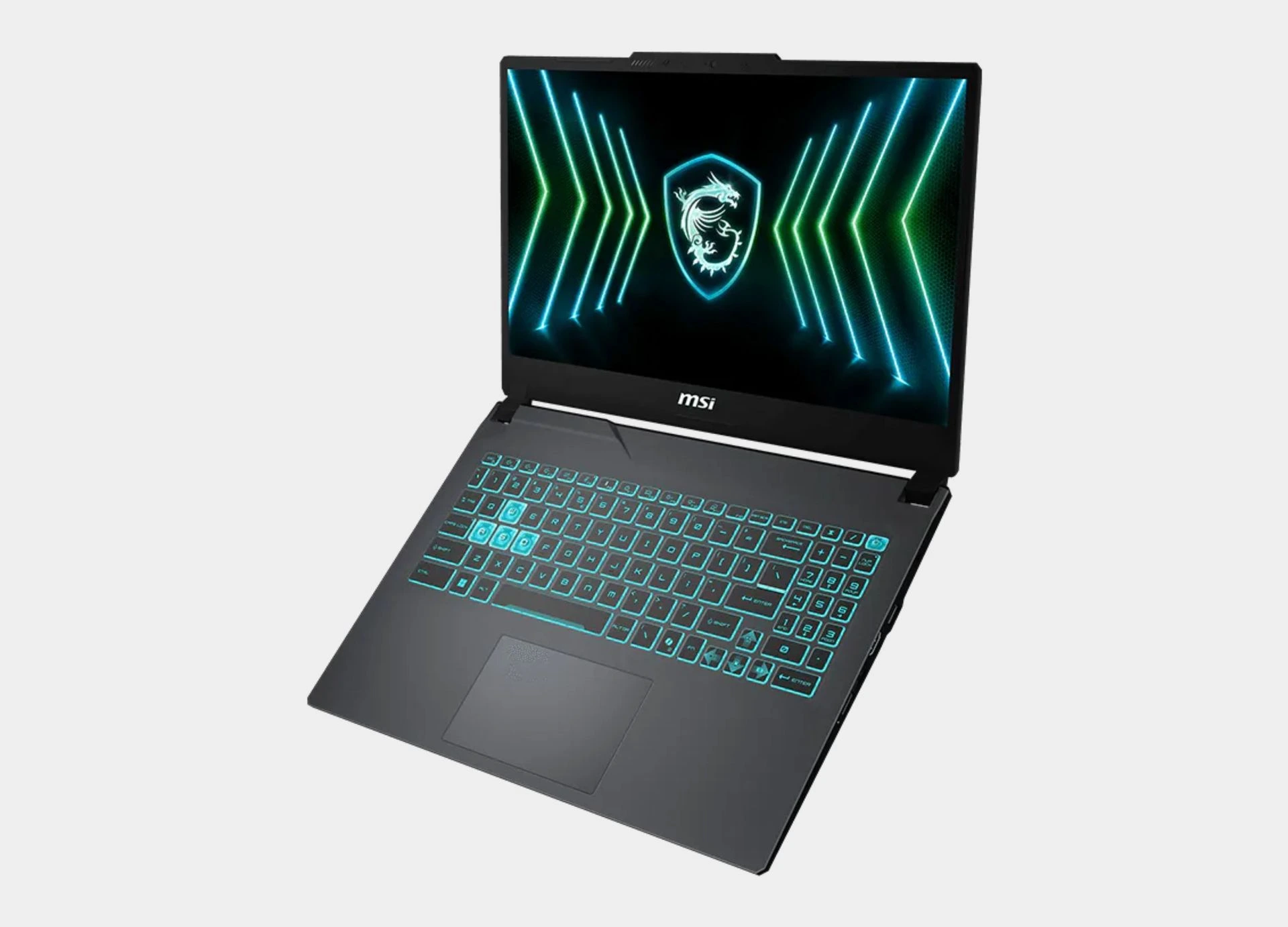 كيبورد لابتوب MSI Cyborg 15 A13VE مضيء باللون الأزرق مع زر Copilot للذكاء الاصطناعي