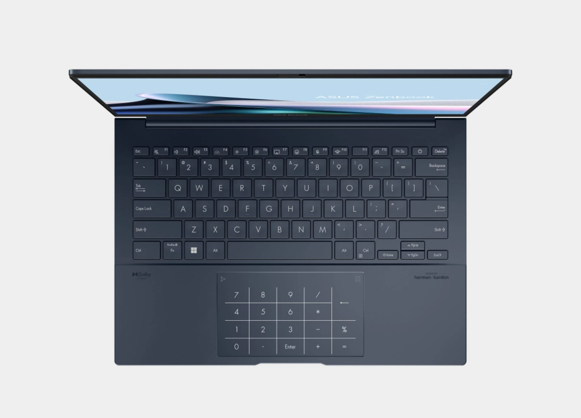 لوحة مفاتيح مضيئة مع لوحة أرقام ذكية NumberPad وزر Copilot في لابتوب ASUS Zenbook 14 UX3405CA-SU157W