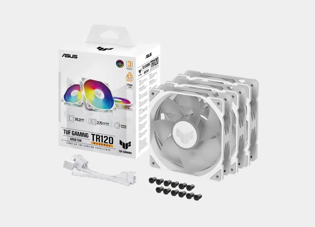 ASUS TUF Gaming TR120 ARGB White Reverse Fans - Triple Pack