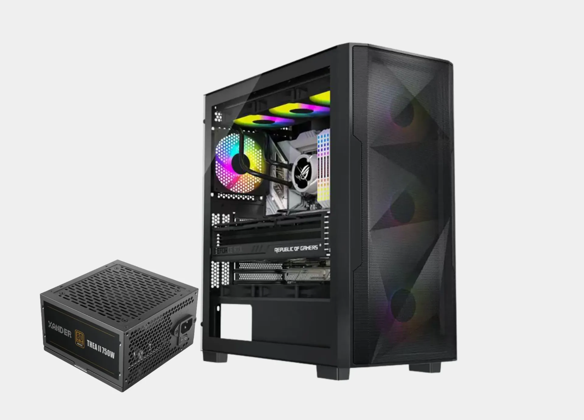 Xander Velox Flow Black Gaming Case E-ATX +PSU 750W Bronze